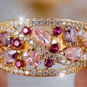 Elegant Gold and Pink Gemstone Ring
